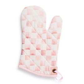 MACKENZIE-CHILDS Oven Mitt, Kitchen Oven Mitt for Cooking and Baking, Bistro, Pink-and-White Rosy Check