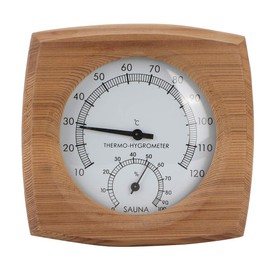 Haosie Sauna Thermometer Hygrometer, 10°C-120°C Cedar Wood Sauna Accessories, 2-in-1 Indoor Thermo Hygrometer for Sauna Room Steam Room (5.1x5.3in)