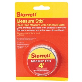 Starrett 63168 SM44W Steel Tape Measure with Adhesive Back, 1/2-Inch x 4'