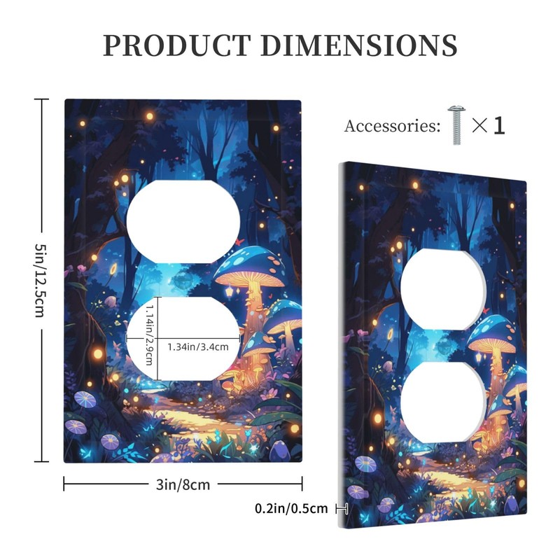 Tewujay Decorative Outlet Cover 1 Gang Mushroom Fairy Butterfly Forest