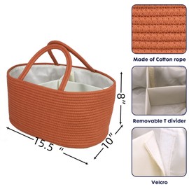 XUANGUO - Organizador grande para pañales de bebé para niñas y niños, cesta de almacenamiento de guardería, bolsa portátil para cambiador, coche, viajes, baby shower, regalos, registro de artículos imprescindibles rústicos