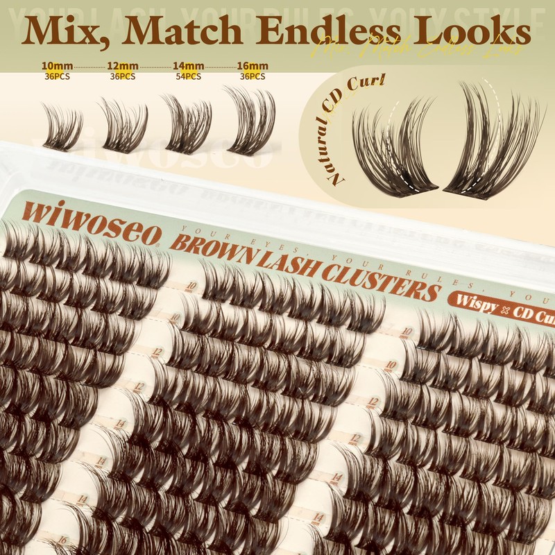 Dark Brown Lash Clusters Wispy Eyelash Clusters Natural Fluffy Lash