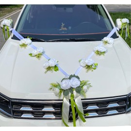Car Decoration Wedding Bonnet White, Wedding Decoration Car Decoration, Car Wedding Decoration Garland, Car Jewellery Bride Couple Rose, Wedding Car Decoration Set, Silk Flowers for Wedding Car