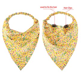 6 Pieces Floral Elastic Hair Bandanas Scarf Headband Chiffon Head Kerchief Floral Printed Turban Boho Headbands Hair Bandanas with Hair Clips for Women Girls Hair Accessories (Pretty Floral Patterns)