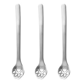 Coffee Spoon Teaspoon Stainless Steel Cat Paw Spoon Silver Tea Coffee Spoon Small Spoon 3 Pieces Party Funny Cutlery Restaurant Bar Banquet Wedding Cafe