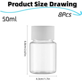 Fabselection 8-Pack Thickened Transparent Plastic Bottles with Lids for Sealing, Ideal for Storage and Dispensing, Sealed Small Bottles（transparent）
