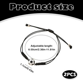 AKSIQIOL 2-Pack Soccer-Themed Wristbands,Unisex Football Bracelets for Boys, Girls, Teens, Best Friend Gift Set,Adjustable Soccer Accessories, Ideal for Birthdays, Sports Events, Black & White Straps