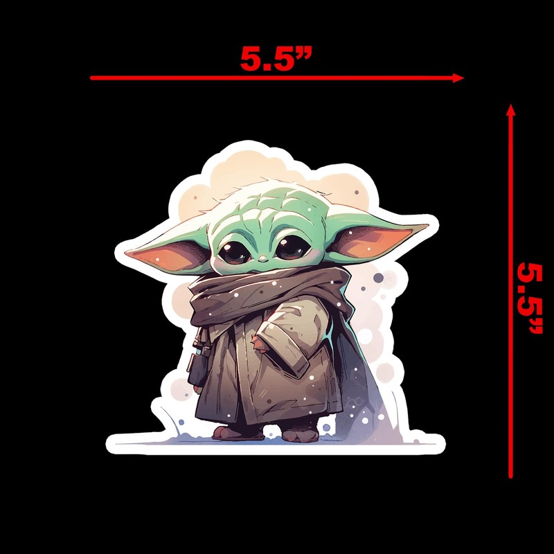 SW Cute Standing Grogu Sticker Decal Notebook Car Laptop 5.5"x5.5"