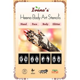 IVANA'S Heena Mehandi Tatto Stencil Set for | Hand | Body | Fingure | Face | Heena Art Temporary Tatto for Kids, Girls & Women, Design - NIV-351, Black, M