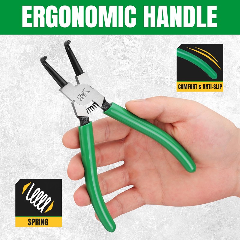 SK 7-Inch Snap Ring Pliers, Internal Circlip Pliers with 90-Degree