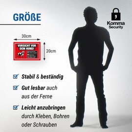 Komma Security Vorsicht vor dem Hund Sign Multilingual Sign Weatherproof Dog Sign Garden Gate Driveway Gate The Front Door Sign Deterrence Warning Sign Burglary Protection