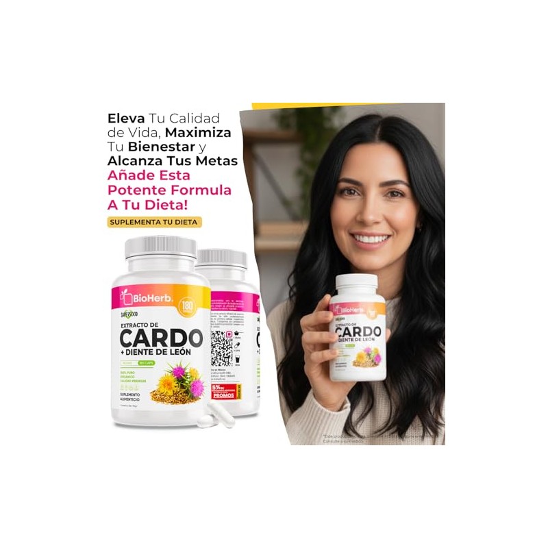 Bioherb Cardo Mariano Diente León Silimarina Estandarizada Fórmula Potenciada 180