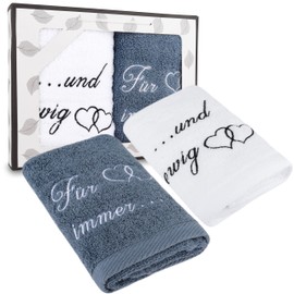 Rebundex Partner Geschenke Handtuch 35 x 75 cm Jahrestag Geschenk für Sie/Ihn Pärchen Paare Hochzeitstag Geschenke Paar Hochzeitsgeschenke für Brautpaar