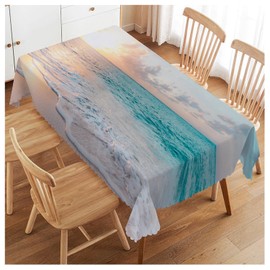 Walmsco Tablecloth Beach Waves Summer Decor For Dining Room Kitchen Rectangular Table Cover 132 * 178cm