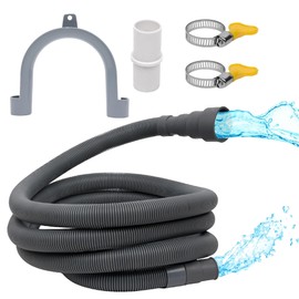 BlueStars [UPGRADED] 10 Feet Universal Dishwasher & Washing Machine Drain Hose – Flexible Corrugated Extension Kit with 1 Extension Adapter, 2 Clamps, 1 U-Bend Hose Holder