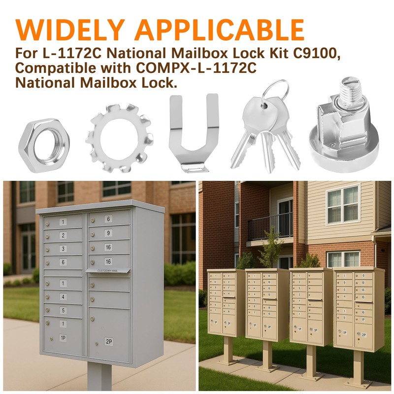 5 Pack L-1172C Mailbox Lock Replacement Includes 3 Keys Per