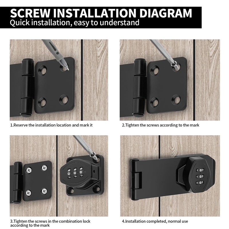 Pack of 2 Security Hasp, Lockable Cabinet Lock with Code,