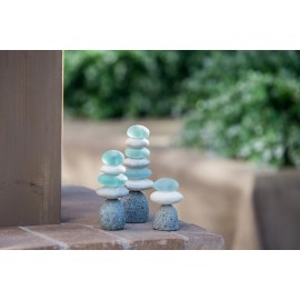 Home Decor New Mini White Stone and Glass Cairn Set Home Decor