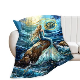 Little Mermaid Soft Plush Throw Blanket for Kids - 50"X40"