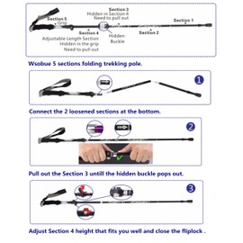 Wsobue Hiking Poles, Trekking Poles, Nordic Walking Poles, Ski Poles, 7075 Aluminium Hiking Poles, Adjustable, Foldable, Telescopic, Lightweight for Men and Women (Blue 1 Stock)
