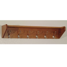 Wooden Mallet 37-Inch 6-Nickel Hook Shelf, Medium Oak