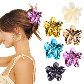 6 PCS Flower Hair Claws, Plumeria Flower Hair Clips for Women Girls, Hawaiian Hair Accessories for Thick or Thin Hair Vacation/Daily Use