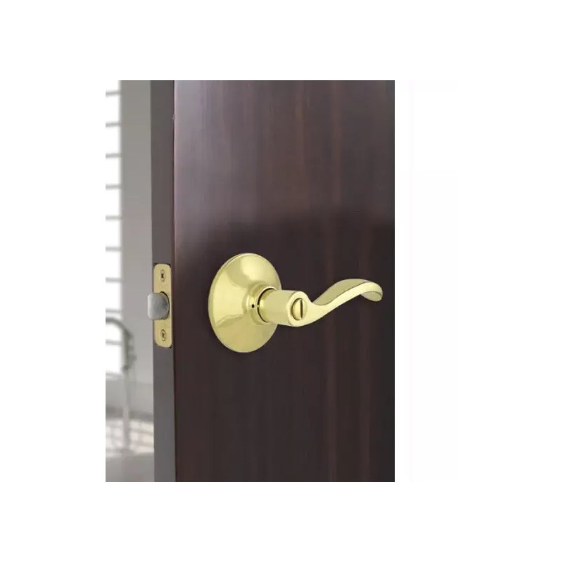 Defiant Naples Polished Brass Bed/Bath Privacy Door Lever Handle W/