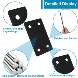 50-Pack 3.15" Black Mending Plate for Wood, Stainless Steel Straight Mending Plates, Heavy Duty Metal Brackets for Brace, Furniture Fence Bookcase