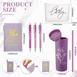 Funnymoom 6 Pcs Boss Appreciation Gift Set for Lady Women Best Boss Ever Gift 16 oz Plastic Tumbler Makeup Bag A6 Notepad and Pens Set for Female Boss Birthday Gifts Xmas Office Present