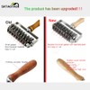 Stainless Steel Dough Lattice Roller Cutter with Wood Handle,Cookie Pie