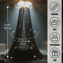 Henrrida Bed Canopy for Girls,With Glowing Stars, Bed Canopy Princess Bed Girls Bedroom Accessories black