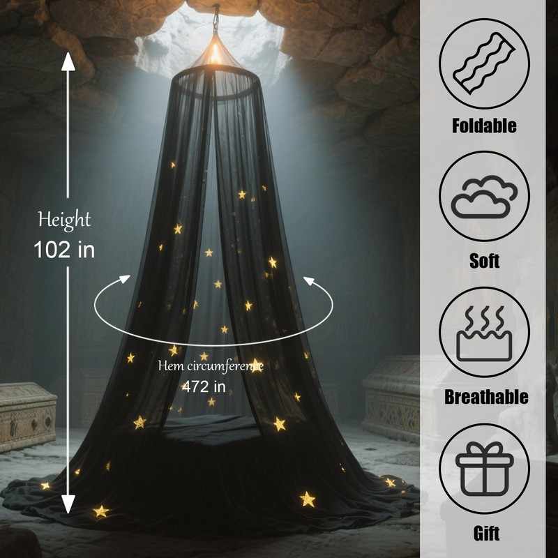 Henrrida Bed Canopy for Girls,With Glowing Stars, Bed Canopy Princess