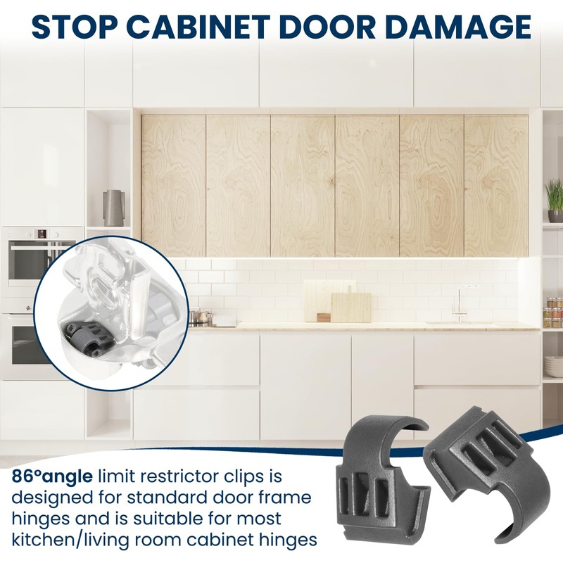 86 Degree Angle Restrictor Restriction Clips (50Pack), Hinge Restrictors for