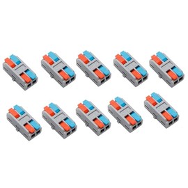 MTUERANC Wire Connectors, Compact Lever Wire Nuts Connectors Wire Terminals 2 Into 2 Out Splicing Wire Connector, Color Valve in-Line Connector for Quick Connect 28-12 AWG 10Pcs (Routine)