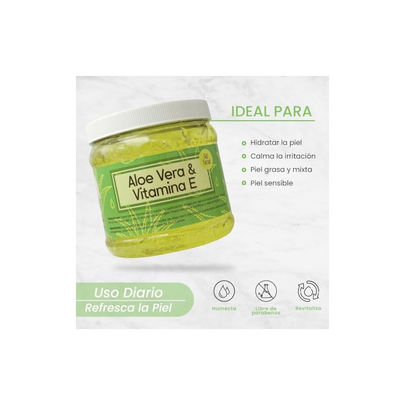 Gel Hidratante Facial De Aloe Vera Con Vitamina E Regenerador