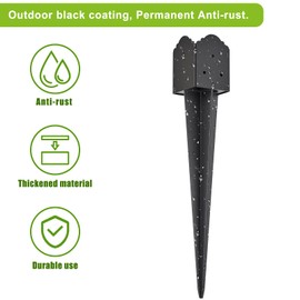 Insaga Decorative 4x4 Post Base Spike, Heavy Duty Fence Post Anchor Ground Spike for Mailbox Fence Post, Fence Stakes Post Support Base 23 x 3.7 x 3.7'' Outer Diameter (Inner Dia 3.5x3.5'', 4Pcs)