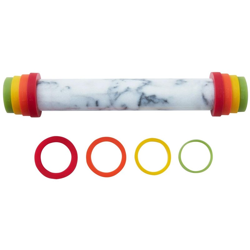 JEmarble Adjustable Rolling Pin with Silicone Guide Rings (Premium Quality)