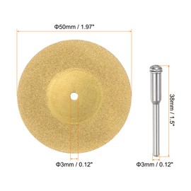 sourcing map 10pcs Diamond Cutting Wheel 50mm Titanium Coating Cut Off Discs Diamond Cutting Wheels Replacement with 2pcs 3mm Mandrel for Rotary Tools