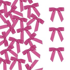 Meseey 100 Pcs Satin Ribbon Bows with Twist Tie 2.5 Inch Victorian Rose Pretied Premade Colored Craft Bows for Gift Wrapping Basket Wedding Baby Shower Brithday Party (Victorian Rose)