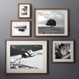 18x24 Poster Frame, USA-Sourced Natural Walnut Wood Picture Collage Frame with HD Tempered Glass, Modern Simple 18 x 24 Wooden Photo Frame Matted to 16x20, Vertical & Horizontal Wall Hanging Display