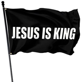 Jesus Is King Flag 3x5 Ft American Jesus Flag for Outside Double Sided Christ Is King Flags for House Wall Outdoor Yard Farm Faith Patriotic Banner Decor
