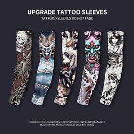 Summer New Plush Ice Silk Cooling Arm Sleeves - UV Protection, Breathable, Quick-Dry, Tattoo Cover Size/Qiankun Divine Beast Hb33 5ea