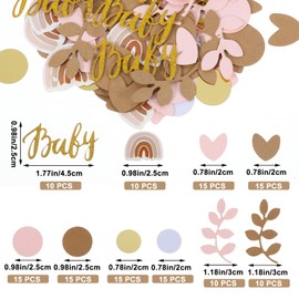 HJZHII Pack of 130 Baby Shower Decoration Girls Confetti, Rainbow Baby Shower Party Decoration, Baby Party Decoration, Glittering Rainbow Confetti Table Decoration, Gold Champagne for Baby Birthday