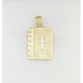 AMZ Jewelry 10K Yellow Gold Holy Bible Pendant Bible Charm