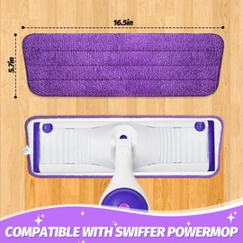 4 Pack Reusable Microfiber Mop Pads for PowerMop, Power Mop Pads Refills Microfiber Mop Pads Machine Washable Wet Dry Use Suitable for All Floor Types (Purple, 4 Pack)