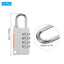PATIKIL Security Steel Cable with 4 Digit Combination Lock, 2 Set 6.6Ft Coated Safety Wire Rope Double Loop Padlock for Outdoor Travel Luggage, Gray