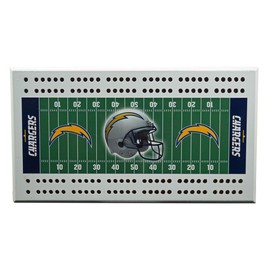 Los Angeles LA Football Chargers - Classic 2 Track Wooden Field Shaped Cribbage Board