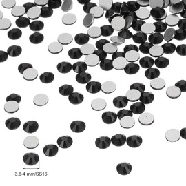 PATIKIL SS16/1440Pcs Glass Diamante Rhinestone, Crystal Glass Flat Back Rhinestones Round Crystal Man Made Gems Diamond Decor for Nail Art Craft Clothes DIY Makeup, Black