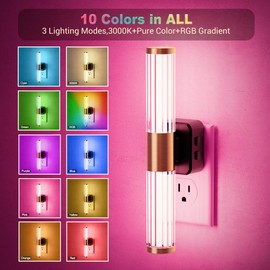 JandCase Night Light, Night Lights Plug into Wall, Color Changing Nightlight RGB with Dusk to Dawn Sensor, Vanity Light Bar for Hallway, Bathroom, Rooms[2 Pack]