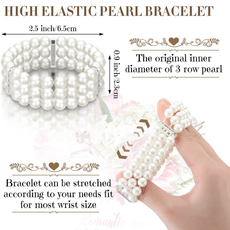 Conjunto de Pendientes Collar y Pulsera de Perlas de Imitación